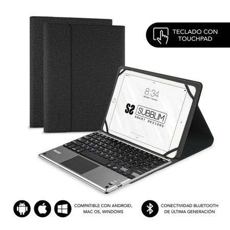 Funda  teclado subblim keytab pro para tablet 9.6 pulgadas - 10.8 pulgadas negro