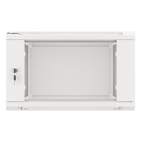 Armario lanberg mural rack 19 pulgadas 6u - 600x600 flat pack puerta cristal gris