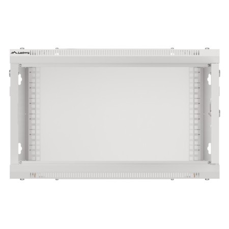 Armario lanberg mural rack 19 pulgadas 6u - 600x600 flat pack puerta cristal gris