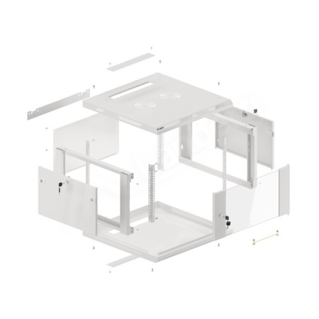 Armario lanberg mural rack 19 pulgadas 6u - 600x600 flat pack puerta cristal gris