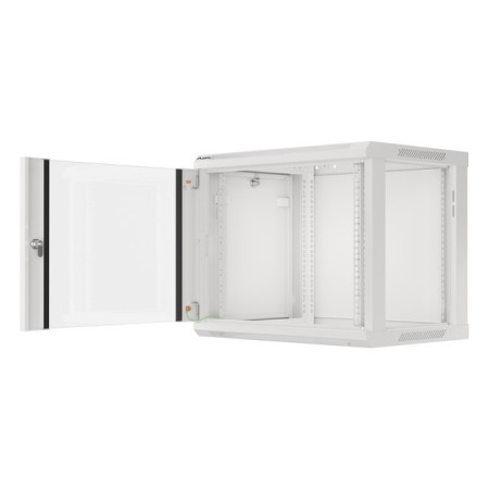 Armario lanberg mural rack 19 pulgadas 9u - 600x450 flat pack v2 puerta cristal gris