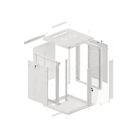 Armario lanberg mural rack 19 pulgadas 15u - 600x600 flat pack gris puerta cristal