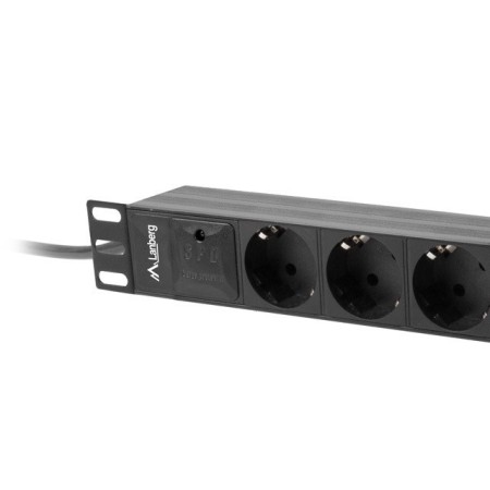 Regleta lanberg 1u 16a 3x schuko rack 10 pulgadas 2m negro