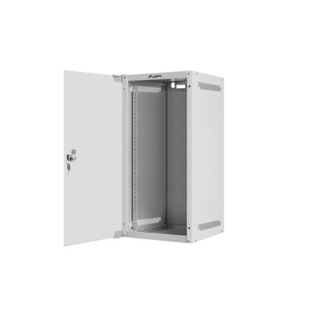 Armario lanberg mural 10 pulgadas 12u - 280x310 flat pack gris puerta cristal
