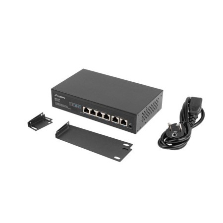 Switch lanberg 6 puertps 100mb 4xpoe+ - 2x fast ether 60w rack 10 pulgadas - 19 pulgadas