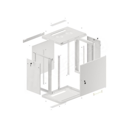 Armario lanberg mural 19 pulgadas 12u - 600x450 para automontaje con puerta metalica gris