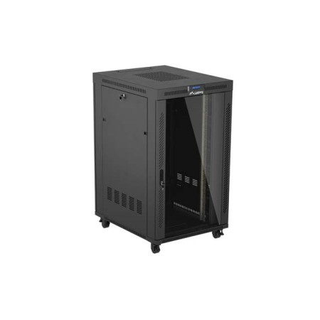 Armario lanberg rack 19 pulgadas 27u - 800x1000 flat pack negro puerta cristal con lcd