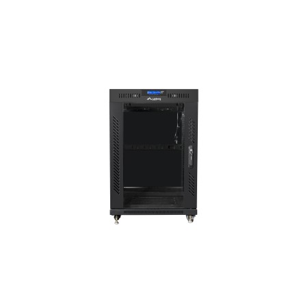 Armario lanberg rack 19 pulgadas 15u 800x1000 lcd puerta cristal flat pack negro