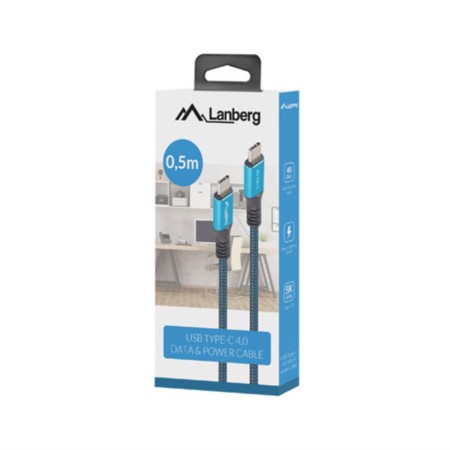 Cable usb tipo c lanberg 0.5m - macho - macho - negro - azul