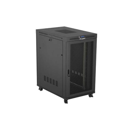Armario lanberg rack 19 pulgadas 27u - 800x1200 puerta mesh con lcd flat pack negro