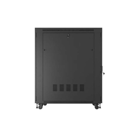 Armario lanberg rack 19 pulgadas 27u - 800x1200 puerta mesh con lcd flat pack negro