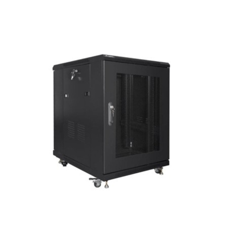 Armario rack lanberg 19 pulgadas 15u - 600x800 flat pack negro puerta malla