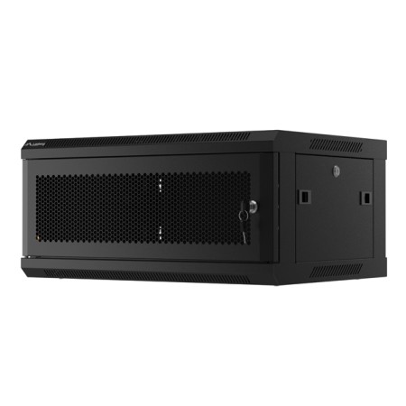 Armario lanberg mural rack 19 pulgadas 4u - 600x450 puerta perforada flat pack negro