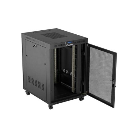 Armario lanberg rack 19 pulgadas 22u - 800x1000 flat pack puerta perforada con lcd negro