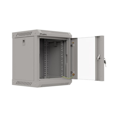 Armario lanberg mural rack 10 pulgadas 6u - 300x300 flat pack gris puerta cristal