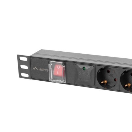 Regleta lanberg 1u 16a rack 19 pulgadas 5x socket schuko negro 2m
