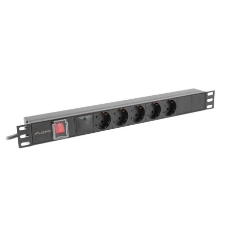 Regleta lanberg 1u 16a rack 19 pulgadas 5x socket schuko negro 2m