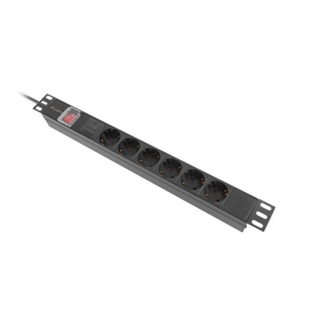 Regleta lanberg 1u 16a rack 19 pulgadas 6x socket schuko negro 2m