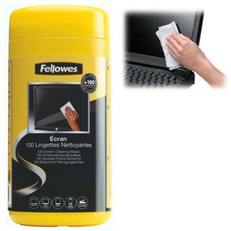 Dispensador de 100 Toallitas Fellowes 9183101 para Limpieza de Pantallas