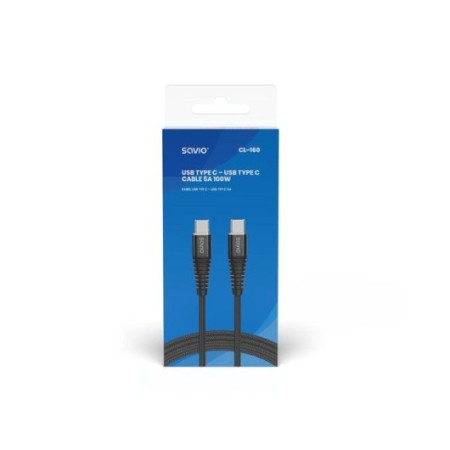 CABLE USB-C A USB-C SAVIO 5A 2M CL-160