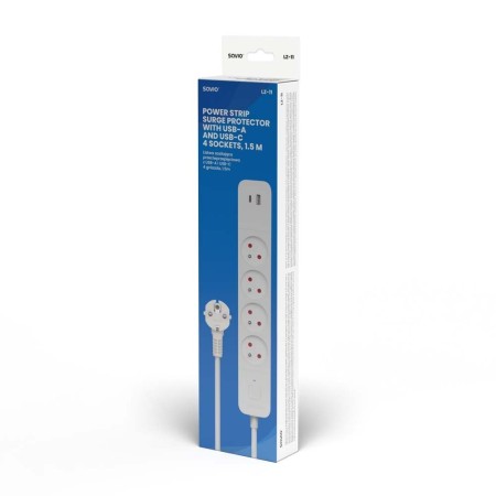 REGLETA DE 4 ENCHUFES + 2XUSB 1.5M SAVIO LZ-11