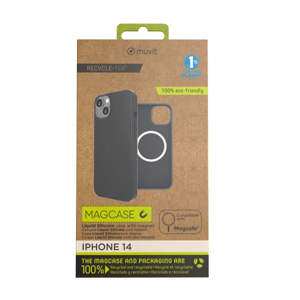 Funda muvit recycletek liquid silicone magsafe para apple iphone 14 negra