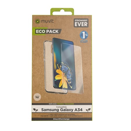 Funda muvit para samsung galaxy a34  protector de pantalla vidrio templado plano