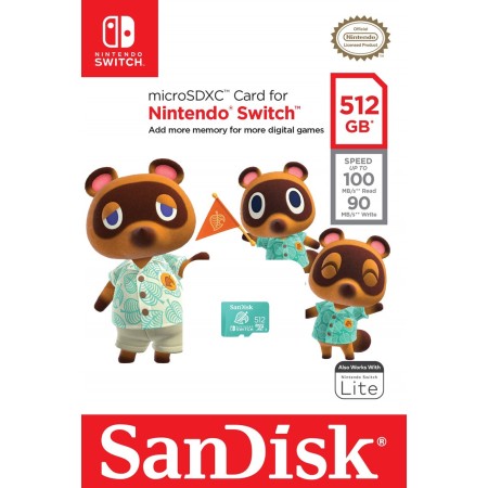 Tarjeta memoria sandisk micro secure digital 512gb cobranded sdxc uhs - i u3 clase 10 licencia nintendo