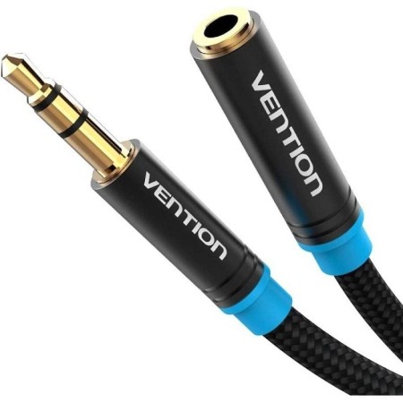 Cable Estéreo Vention VAB-B06-B500-M/ Jack 3.5 Macho - Jack 3.5 Hembra/ 5m/ Negro