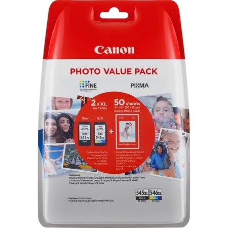 Multipack canon pg 545 xl cl 546 xl  papel 50 hojas (con alarmado)
