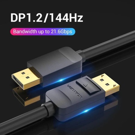 Cable DisplayPort 1.2 4K Vention HACBI/ DisplayPort Macho - DisplayPort Macho/ 3m/ Negro