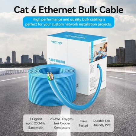 Bobina de Cable RJ45 UTP Vention IHBL305 Cat.6/ 305m/ Azul