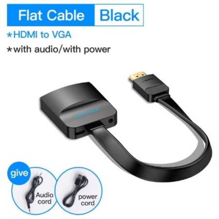 Cable Conversor Vention 74346/ HDMI Macho/ VGA Hembra - Jack 3.5 Hembra/ 20cm/ Negro