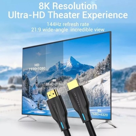 Cable HDMI 2.1 8K Vention AAUBI/ HDMI Macho - HDMI Macho/ 3m/ Negro