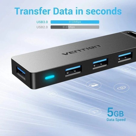 Hub USB 3.0 Vention CHLBD/ 4xUSB/ MicroUSB PD