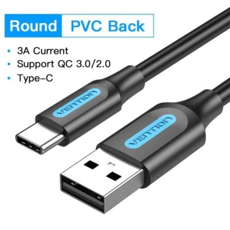 Cable USB 2.0 Tipo-C Vention COKBF/ USB Macho - USB Tipo-C Macho/ 480Mbps/ 1m/ Gris