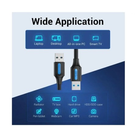 Cable USB 3.0 Vention CONBD/ USB Macho - USB Macho/ 5Gbps/ 50cm/ Negro