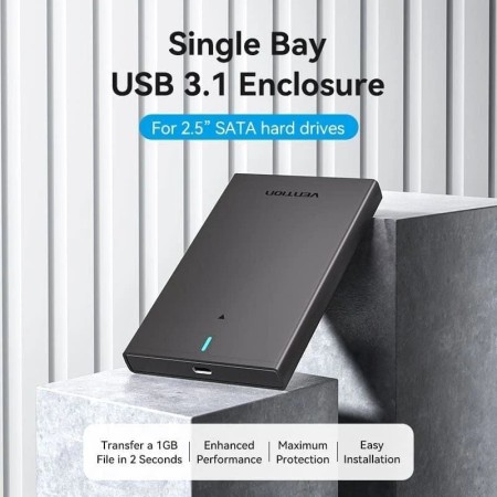Caja Externa para Disco Duro de 2.5″ Vention KPBB0/ USB 3.1/ Sin tornillos