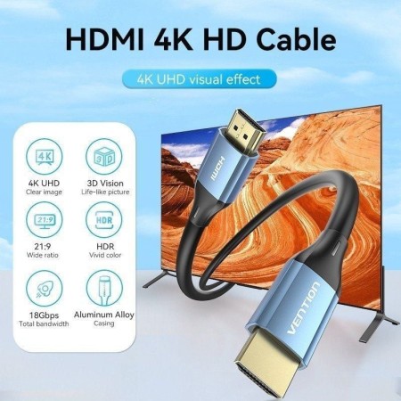 Cable HDMI 2.0 4K Vention ALHSN/ HDMI Macho - HDMI Macho/ 15m/ Azul