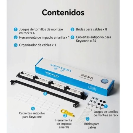 Patch Panel Vention KGCB0/ 24 Puertos/ Cat.6