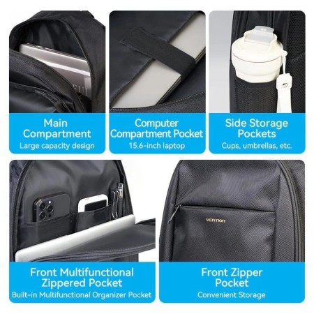 Mochila Vention KRMB0 para Portátiles hasta 15.6″/ 20L/ Negra