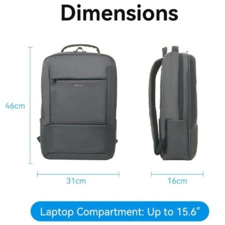 Mochila Vention KRNB0 para Portátiles hasta 15.6″/ 23L/ Gris Oscuro