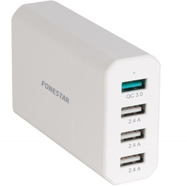 Cargador de Pared Fonestar USBPOWER-4D/ 4xUSB/ 40W/ Blanco