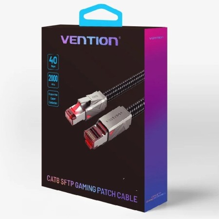 Cable de Red RJ45 SFTP Vention IKMHF Cat.8/ Gaming/ 1m/ Gris