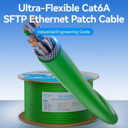 Bobina de Cable RJ45 SFTP Vention IHTG305 Cat.6A/ 305m/ Verde