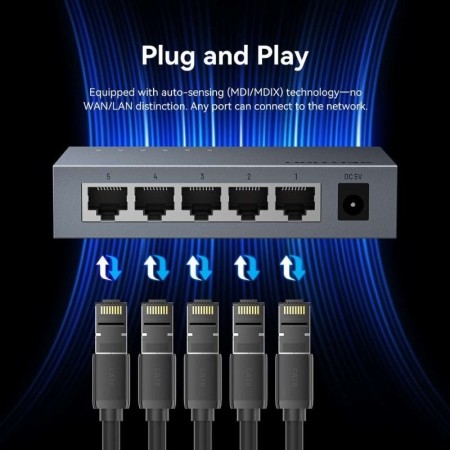 Switch Vention ITDH0-EU 5 Puertos/ RJ-45 10/100/1000