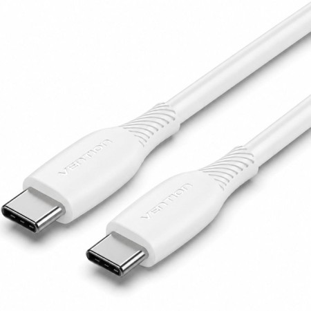 Cable USB 2.0 Tipo-C Vention TRVWH/ USB Tipo-C Macho - USB Tipo-C Macho/ Hasta 60W/ 480Mbps/ 2m/ Blanco