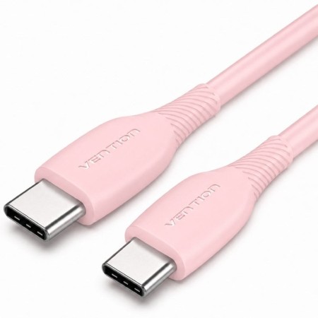 Cable USB 2.0 Tipo-C Vention TRVPF/ USB Tipo-C Macho - USB Tipo-C Macho/ Hasta 60W/ 480Mbps/ 1m/ Rosa