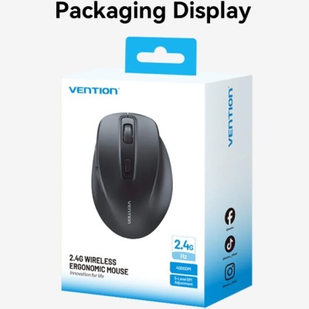 Ratón Ergonómico Silencioso Inalámbrico Vention KTHB0-ST/ Hasta 4000 DPI