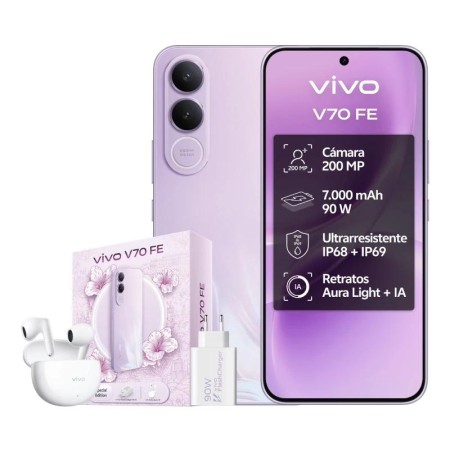 Smartphone Vivo V70 FE 8GB/ 256GB/ 6.83″/ 5G/ Púrpura/ Incluye Cargador + Auriculares